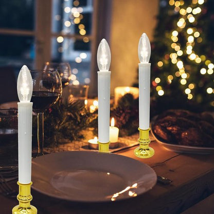 Christmas LED Window Candles - 4 Pack Battery Operated with Timer | Ultra-Bright 3V Bulbs for Indoor Decor