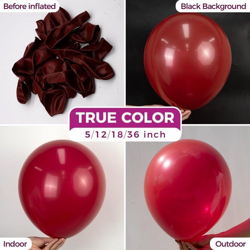 Bezente Burgundy Balloons - 18 Inch Thick Dark Ruby Latex Balloons | 30 Pack for Festive Celebrations