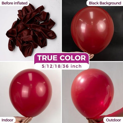 Bezente Burgundy Balloons - 18 Inch Thick Dark Ruby Latex Balloons | 30 Pack for Festive Celebrations