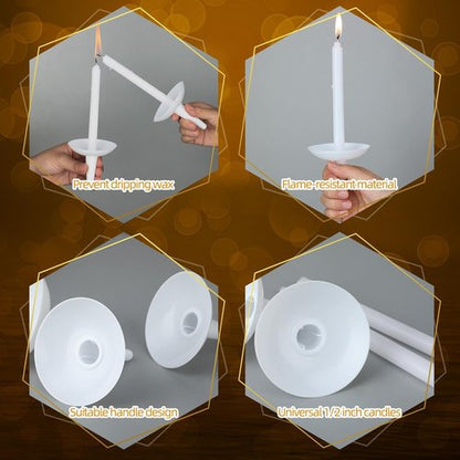 Church Candle Holders by Candlelight Service - 200 Pcs Plastic Drip Protectors for Vigil & Events