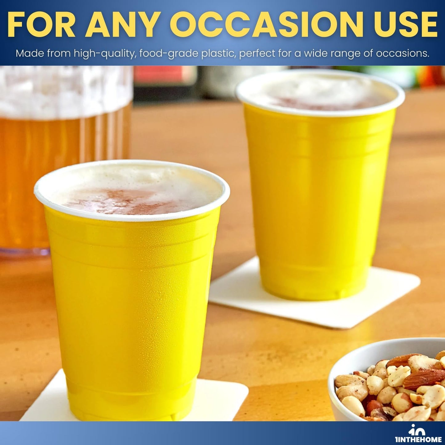 Yellow Plastic Party Cups - 16 oz | 50 Pack for Vibrant Celebrations and Gatherings