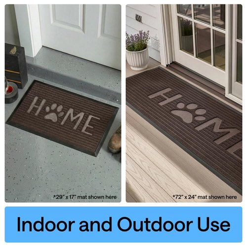 GORILLA GRIP 100% Waterproof All-Season WeatherMAX Doormat, 47x35, US Designed Natural Rubber, Stain and Fade Resistant, Low Profile Indoor Outdoor Door Mats, Easy Clean Patio Mat, Espresso Home Paw