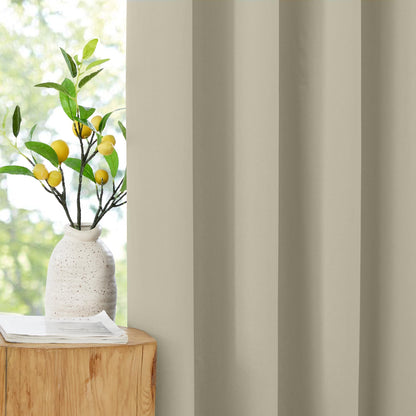 NICETOWN 100% Blackout Muted Beige Curtains 84 inches Long, Grommet Energy Saving Thermal Insulated Window Treatments Lightweight for Bedroom/Home Office, W52 x L84, 2 Panels