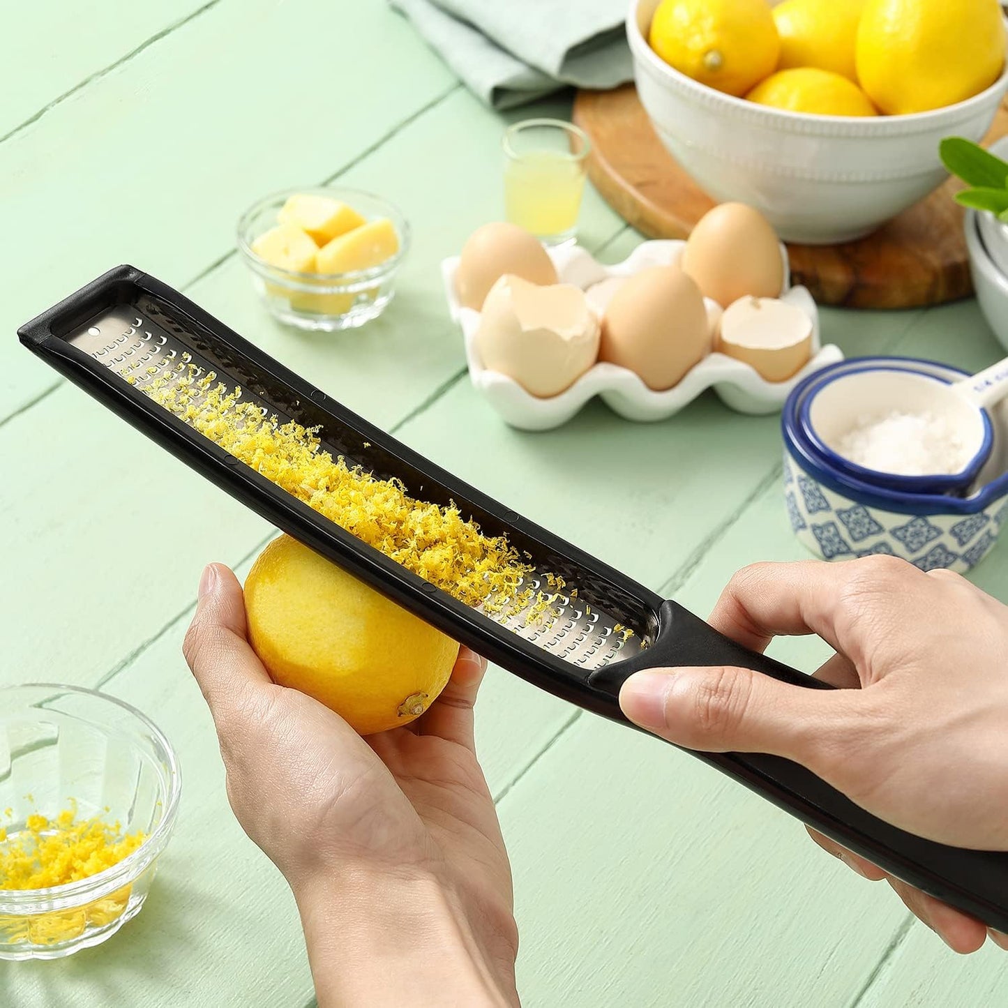 Spring Chef Premium Ice Cream Scoop & Stainless Steel Zester | 2-Piece Bundle in Black
