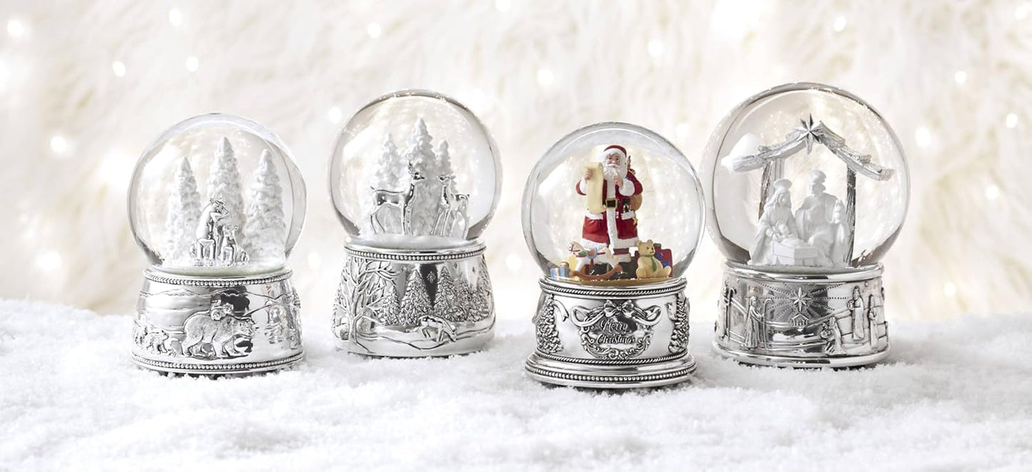 Reed And Barton Musical Snow Globe - North Pole Bound Polar Bears | Silver-Plated Winter Decor