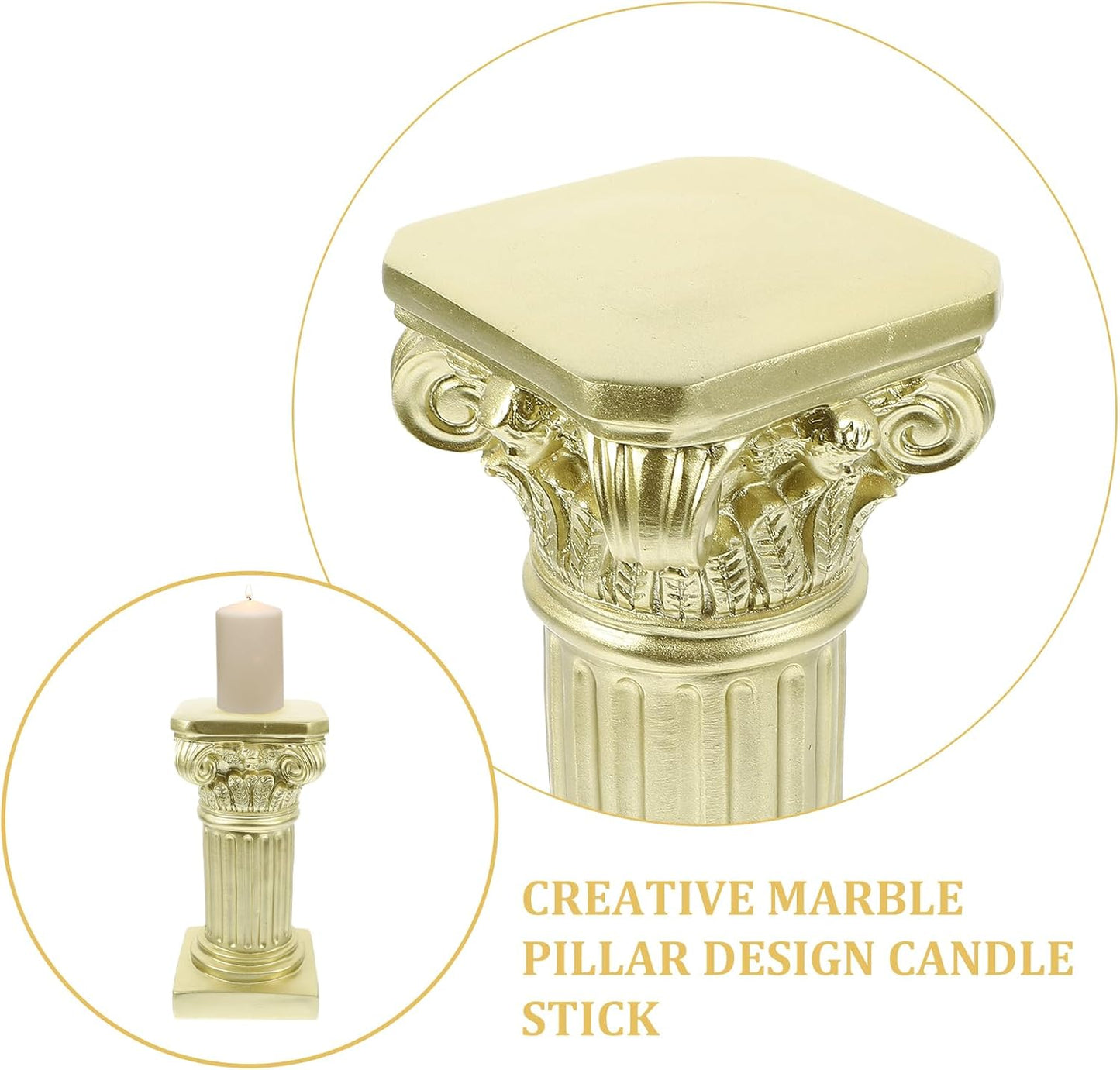 Uonlytech Nordic Marble Roman Column Candlestick - 7.67" Marble Pillar Candleholder for Cozy Home Decor