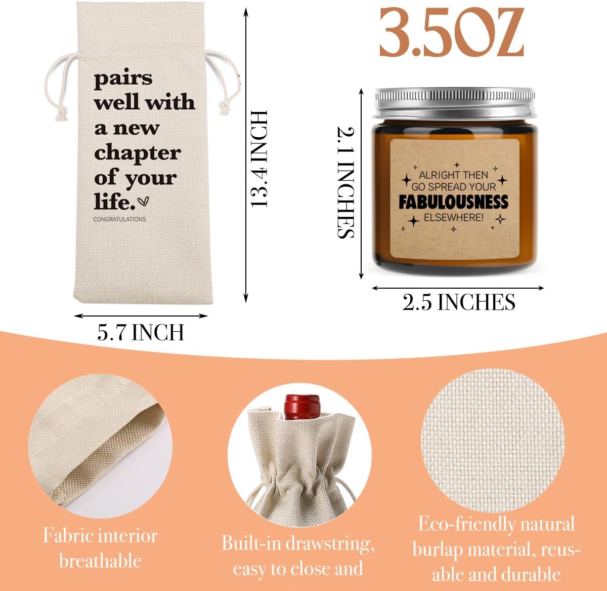 XFW New Chapter Wine Bag Scented Candles Set New Beginnings Gifts for Women Men Good luck Moving Away Coworker Leaving Ideas Funny Retirement Goodbye Going Away Gifts for Coworkers Boss Friends