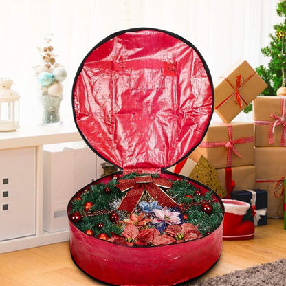 ProPik Christmas Wreath Storage Bag - Heavy-Duty Tear Resistant Holiday Container - 36” X 8” (Red)