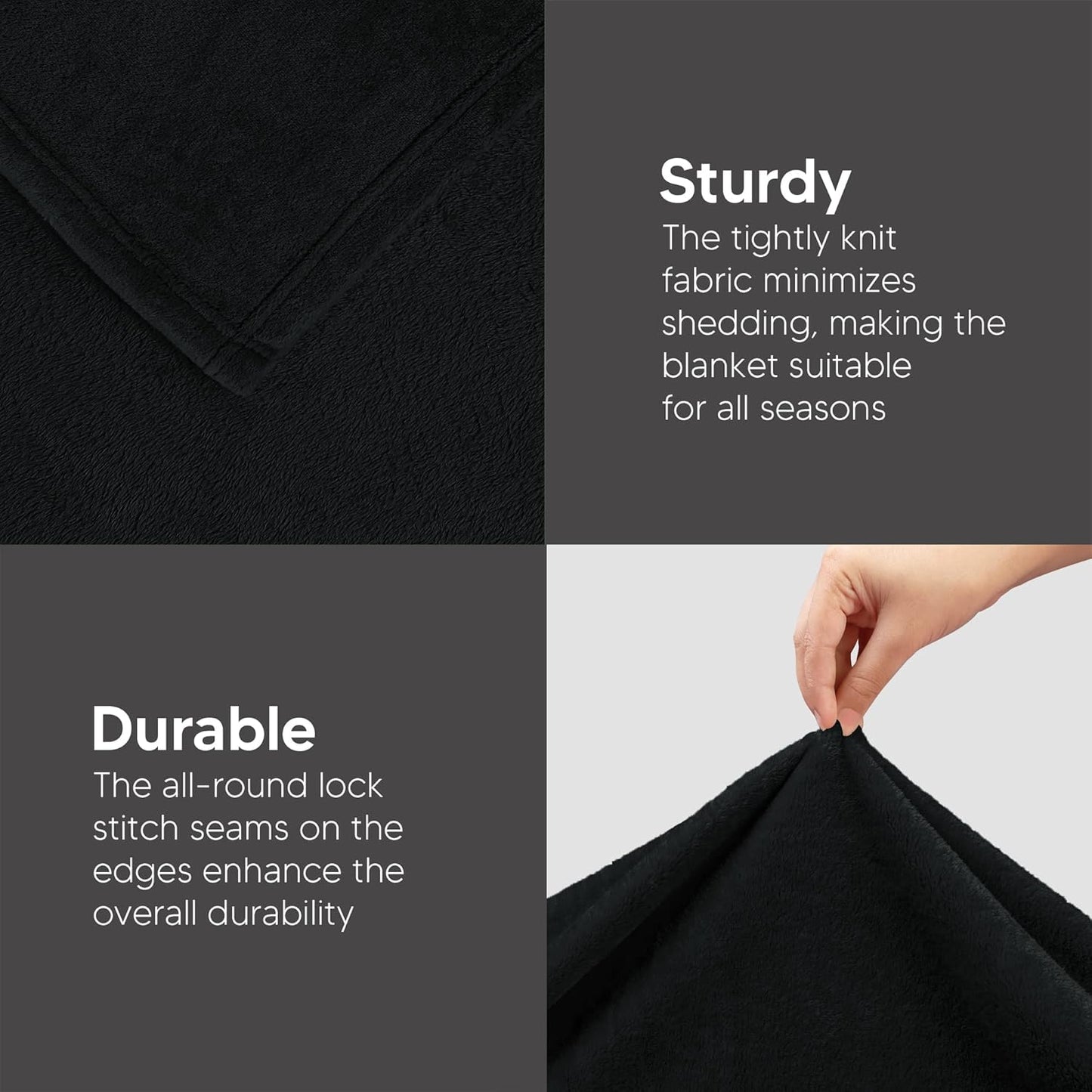 Utopia Bedding Fleece Blanket - Twin XL Black 300GSM Luxury Soft Microfiber | Anti-Static Cozy Comfort (90x76 Inch)