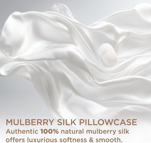 Bedsure 100% Pure Mulberry Silk Pillowcase - Cooling White Silk Case for Hair & Skin | Standard Size 20x26 Inches