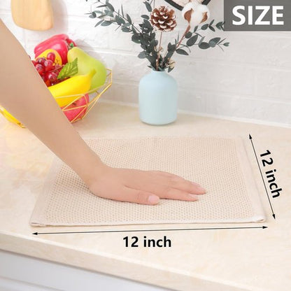 Homaxy 100% Cotton Dish Cloths - Ultra Soft, Absorbent & Quick Drying | 12x12 Inches, 6-Pack, Beige