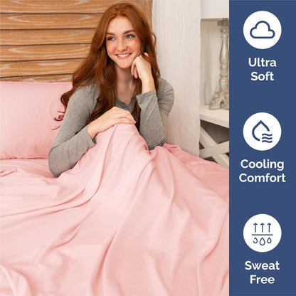 Split King Size 5-Piece Sheet Set | Comfy Cooling Bed Sheets - Luxury Hotel Quality - Deep Pockets, Soft, Wrinkle-Free - Oeko-Tex Certified - Baby Pink