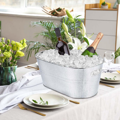 OBTANIM 2 Pack 4 Gallon Galvanized Ice Buckets Metal Champagne Drink Cooler Storage Ice Tub with Carry Handles for Beer Cocktails Wine Beverage Home Parties Bar Cooling Supplies