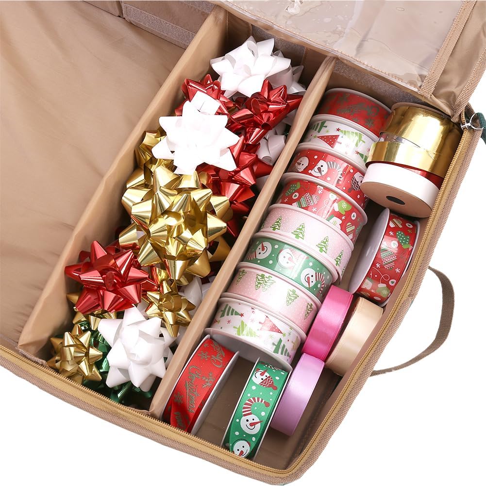 Sattiyrch Wrapping Paper Storage | Durable 600D Canvas Gift Wrap Holder | Holds Up to 20 Rolls | Green 42W x 14D x 5H
