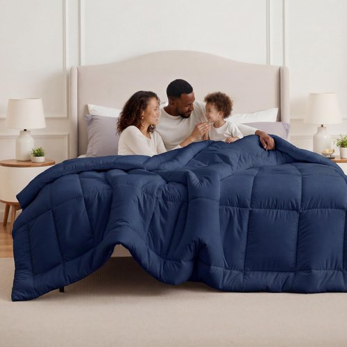 Bedsure Comforter Duvet Insert - Quilted Comforters Oversize Queen, All Season Duvet, GentleSoft Down Alternative Bedding, with 8 Tabs, Gifts for Women/Men, Navy Blue, Oversize Queen 98 x 98 Inches