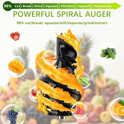 Cold Press Juicer Machines - 2-in-1 Masticating Juicer for Juice & Ice Cream | 200W Touchscreen, 3.2” Feed Chute