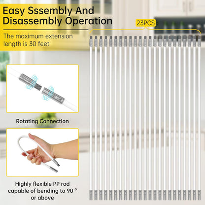 Skiennix Dryer Vent Cleaner Kit - 30 Feet Duct Cleaning Brush with 23 PP Rods & 4-Inch/6-Inch Brushes