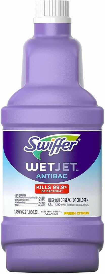 Swiffer WetJet Antibacterial Floor Cleaning Solution - All-Purpose Multi-Surface, Fresh Citrus, 1.25L