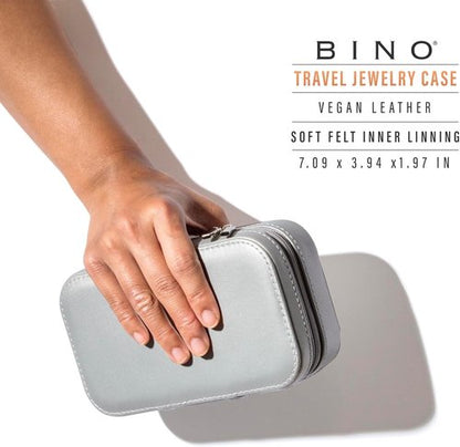 BINO Jewelry Case - Stylish Portable Organizer with Mirror for Earrings, Rings & Necklaces | Silver
