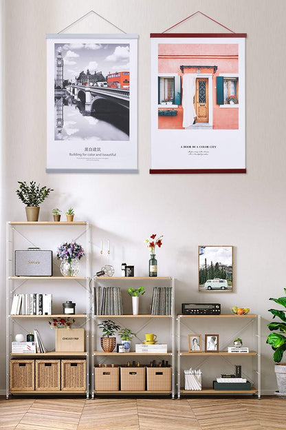 Benjia Magnetic Poster Hanger - Wood Frame for 8x10, 8x20 & 8x11 Prints | Mahogany Finish