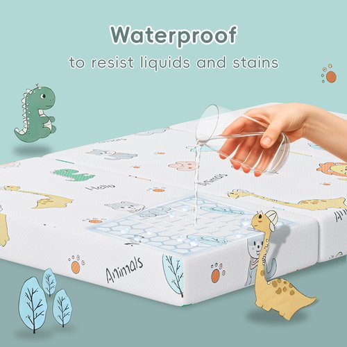 Trifold Pack and Play Mattress 38"x26" Pack N Play Mattresses for Baby Toddler, Portable Mini Crib Mattress for Playpen and Playard with Soft Breathable Waterproof Cover