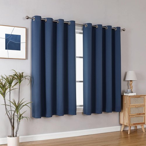 ChrisDowa Blackout Curtains - Thermal Insulated Room Darkening Panels, Stone Blue, 52W x 54L - 2-Piece Set