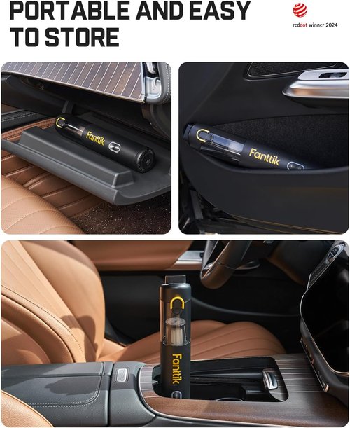 Fanttik V8 Mate Cordless Car Vacuum - Powerful 13000pa Suction, Portable Handheld Design | Black