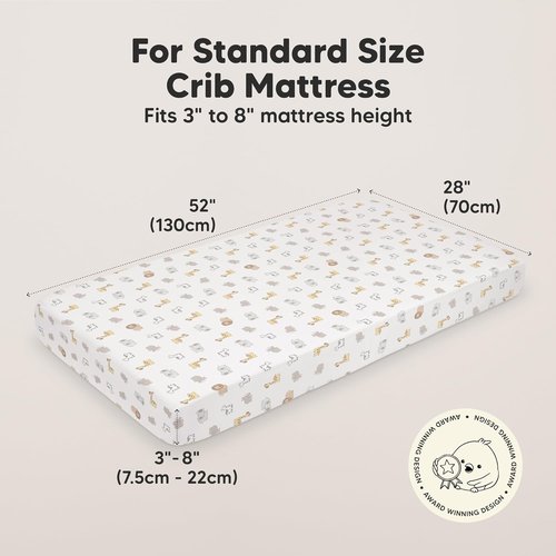KeaBabies Organic Crib Sheets - 2-Pack Fitted Jersey Cotton for Boys & Girls | Soft, Breathable 52x28 Inches