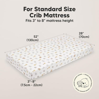 KeaBabies Organic Crib Sheets - 2-Pack Fitted Jersey Cotton for Boys & Girls | Soft, Breathable 52x28 Inches