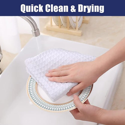 Homaxy Microfiber Kitchen Towels - Ultra Absorbent Waffle Weave | 16 x 28 Inch | 4 Pack in White