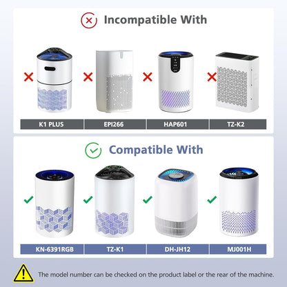 TZ-K1 Replacement Filter - 3-in-1 Smoke & Pollen Filtration - Compatible with FreAire, ToLife, VOOPNU | 2 Pack, White
