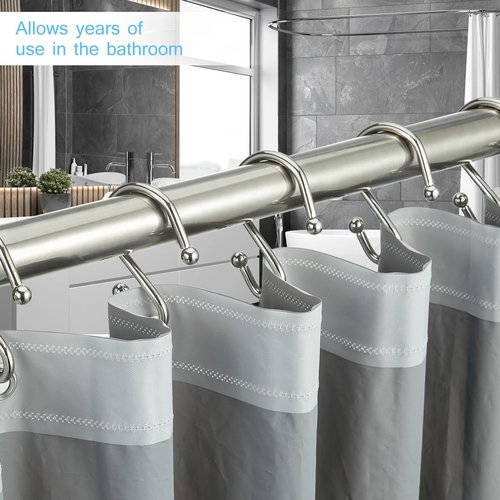 BellRhein Shower Curtain Hooks, Metal Shower Hooks for Shower Curtain Rod, Rust Proof Metal Shower Curtain Rings, S Hook Set of 12, Nickel.