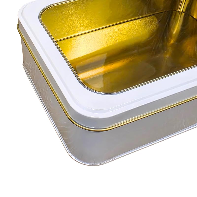 Variation of THIS listing: White Pearl 2 Pack Rectangular Cookie Tins with Clear Lid - 7.25 x 5.25 x 2.25 in