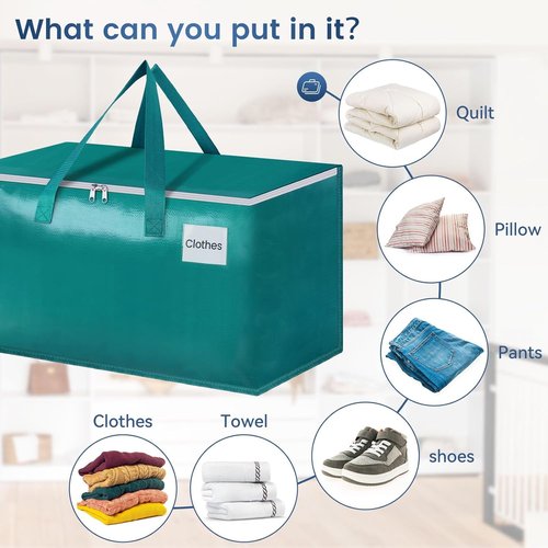 HomeHacks Heavy Duty Moving Boxes - Large Storage Bags with Sturdy Handles | 88L, 6-Pack, Green, Blue, Black