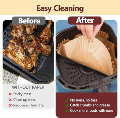 9 Inch Air Fryer Liners by [Brand Name] - 125PCS Heat Resistant Non-Stick Parchment Paper for Baking & Roasting