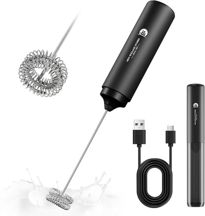 Skiennix Rechargeable Milk Frother - 2-in-1 Electric Whisk for Cappuccino & Latte | Portable Mixer