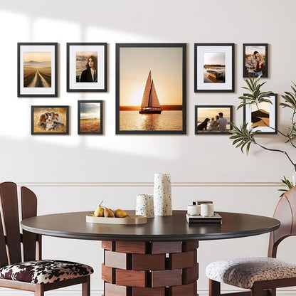 HappyHapi 4x6 Picture Frame Set of 5 - Black Gallery Wall Frames for 3.5x5 or 4x6 Photos