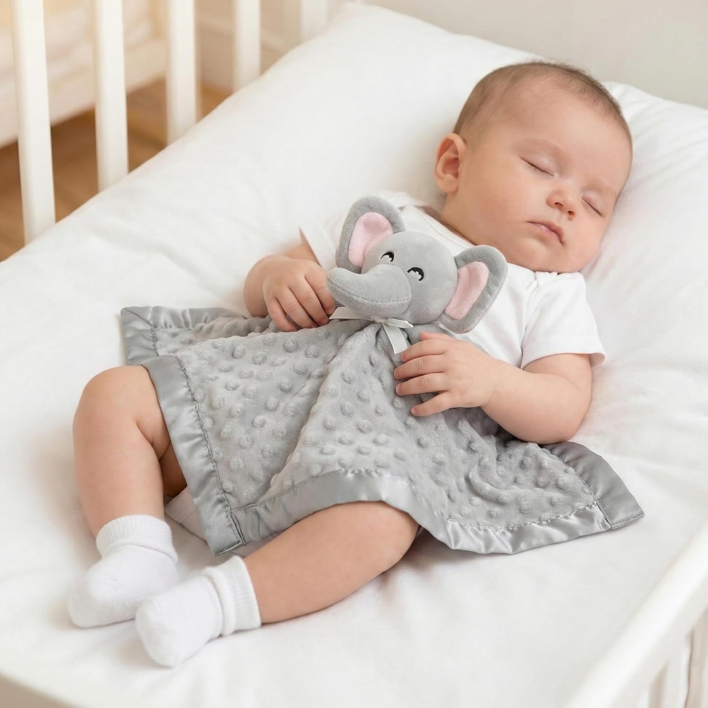 Pro Goleem Elephant Security Blanket - Soft Unisex Lovey Snuggle Toy for Newborns | Grey 16 Inch