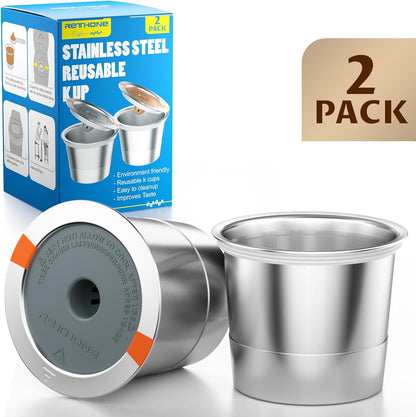 RETHONE Reusable K Cups - Stainless Steel Coffee Filters for Keurig 1.0 & 2.0 | BPA-Free, 2-Pack