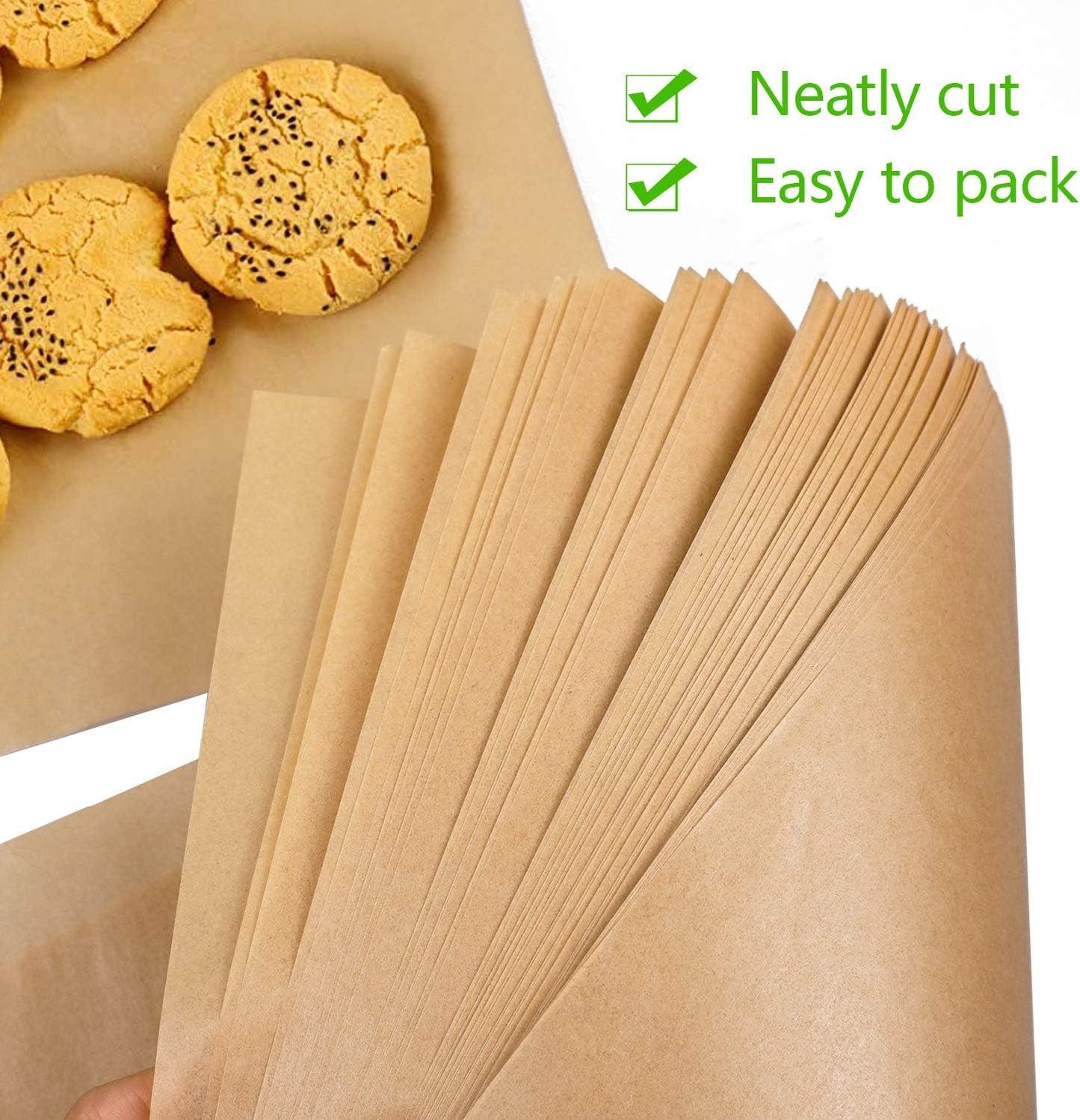 QYH Parchment Paper Sheets - 100 Unbleached Precut Baking Sheets, 8x12 Inches for Cookies & Cooking