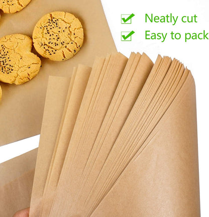 QYH Parchment Paper Sheets - 100 Unbleached Precut Baking Sheets, 8x12 Inches for Cookies & Cooking