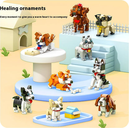 Skiennix Micro Mini Dog Building Blocks - Cute 3D Animal Puzzle Toys for Kids (Husky, Bulldog, Poodle)