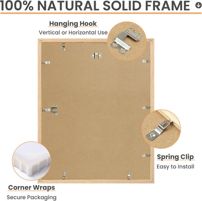 Upsimples 16x20 Picture Frames - Set of 3 Natural Solid Wood for Vertical/Horizontal Display