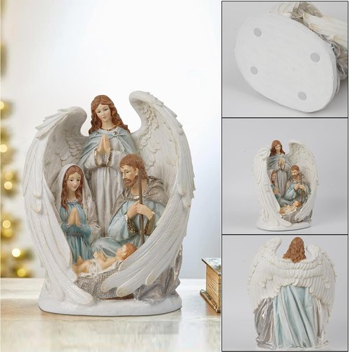 Braxio Indoor Nativity Angel Set - Holy Family Tabletop Christmas Decor | 10x6.5x12.4 Inch