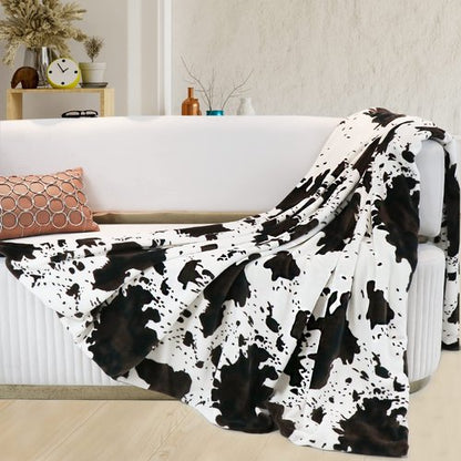 Cow Print Blanket King Size, Super Soft Cozy Plush Cow Blankets, Lightweight Microfiber Fleece Throw for Couch Sofa Bed 90"x108"