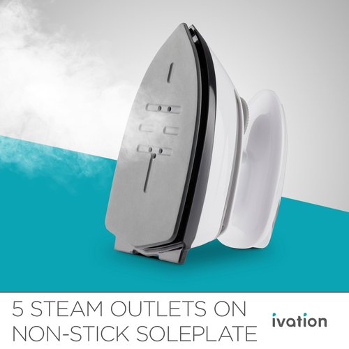 Ivation Travel Steam Iron | Mini Dual Voltage Dry Iron & Clothes Steamer with Nonstick Soleplate, Temperature Control & Indicator Light | Heats in Seconds, Small & Compact, ETL Certified, 1.3 Lbs.