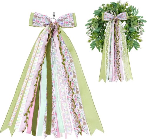 Fanqisi Easter Bows | Assorted Ribbon Clips for Spring Wreaths & Holiday Decor - Perfect for Front Door