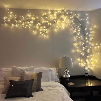 2Pcs Enchanted Willow Vine Lights - 144 LEDs, 18-Branch Wall Decor, White - Variation: White-2pcs