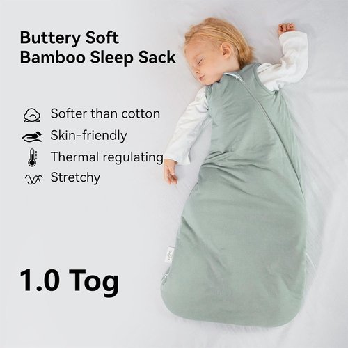 Bamboo Rayon Sleep Sack by [Brand Name] | Ultra Soft 1.0 Tog Baby Wearable Blanket for 6-12 Months