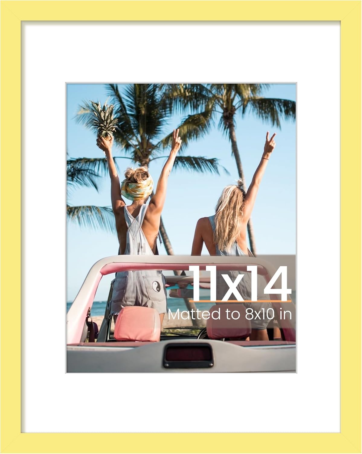 Upsimples 11x14 Picture Frame - Display 8x10 Photos with Mat or 11x14 Without - Yellow, 1 Pack